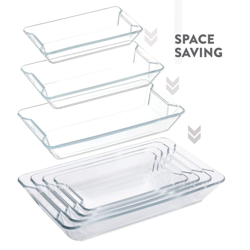 4-Piece Rectangular Glass Casserole Dish Set