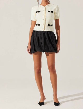 Astr - Averie Contrast Bow Cardigan