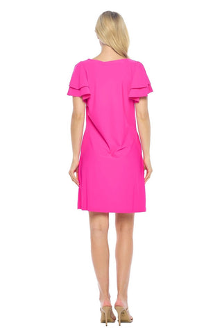 Aryeh - Pleated Cap Sleeve Squareneck Mini Dress