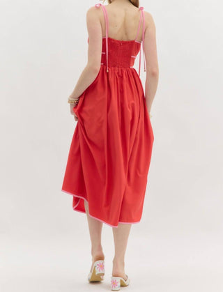 Entro - Scarlet Pink Piping Midi Dress