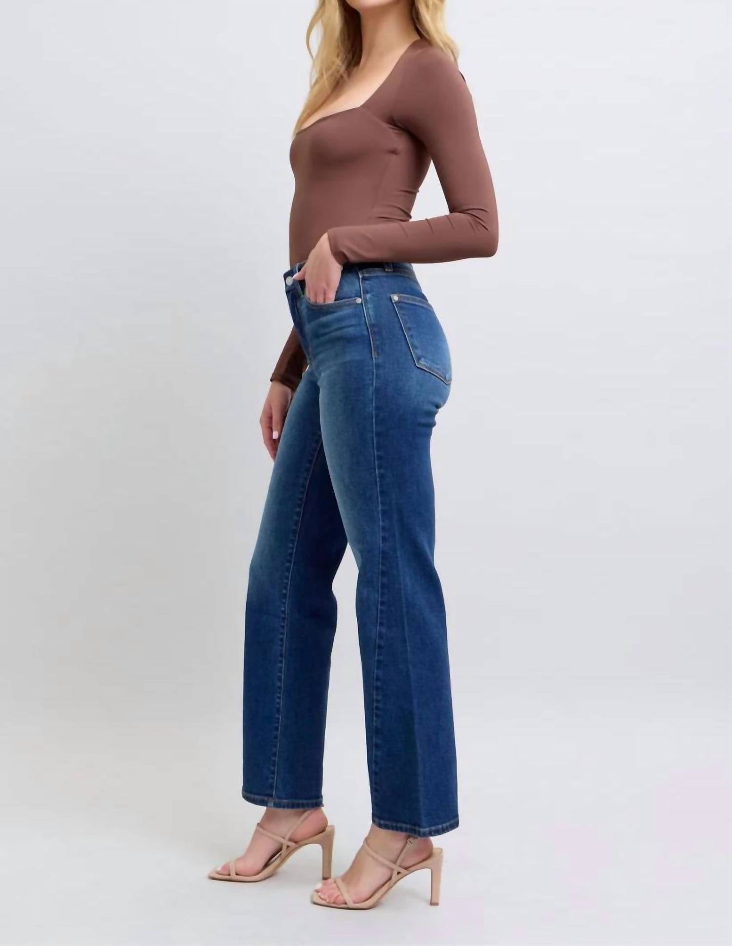 Judy Blue - Mid Rise Side Seam Detail Straight Jeans