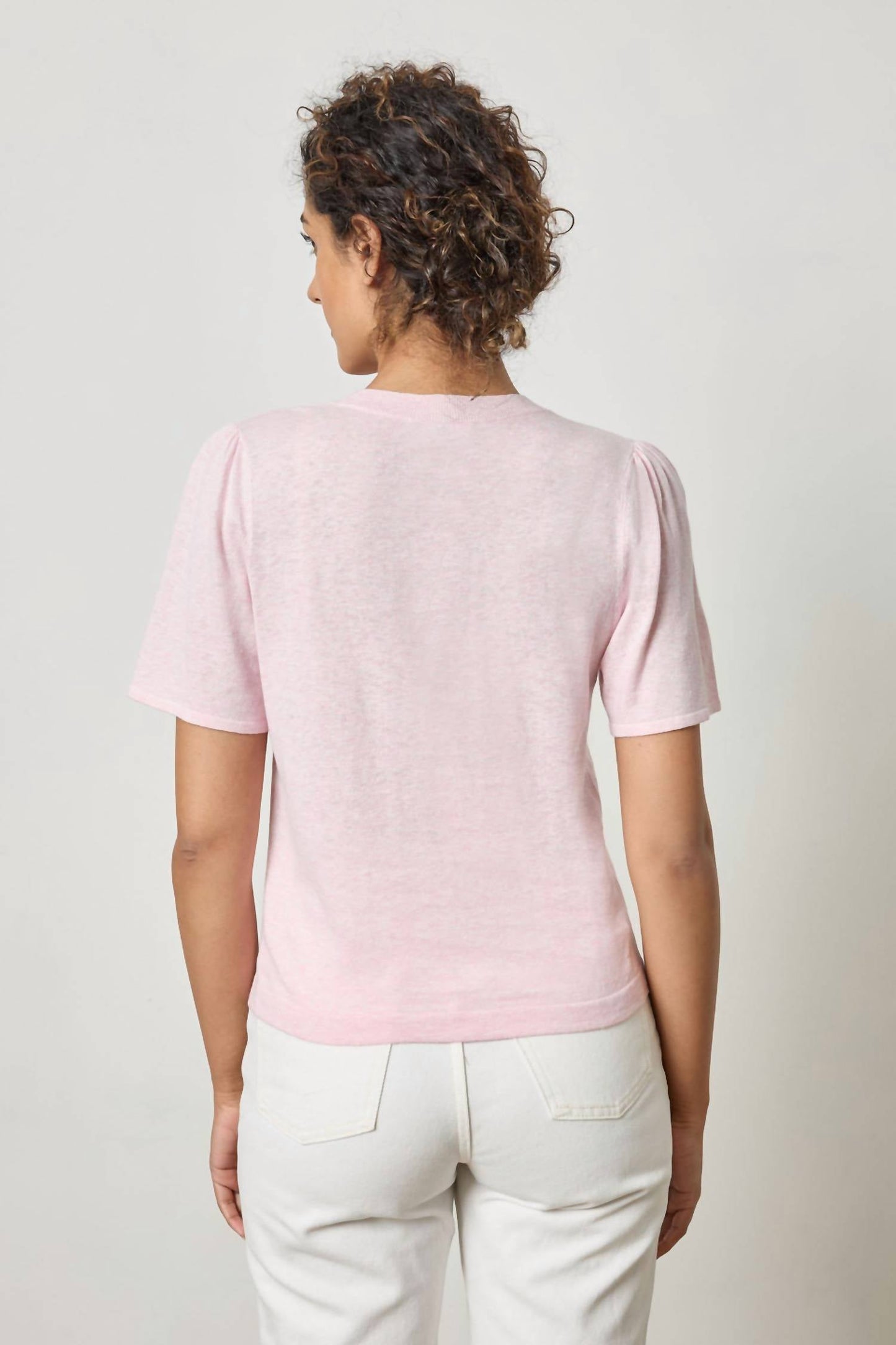 Lilla P - Women's Short Sleeve V Neck Sweater