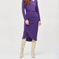 Joseph Ribkoff - Ruched Long Sleeve Wrap Midi Sheath Dress