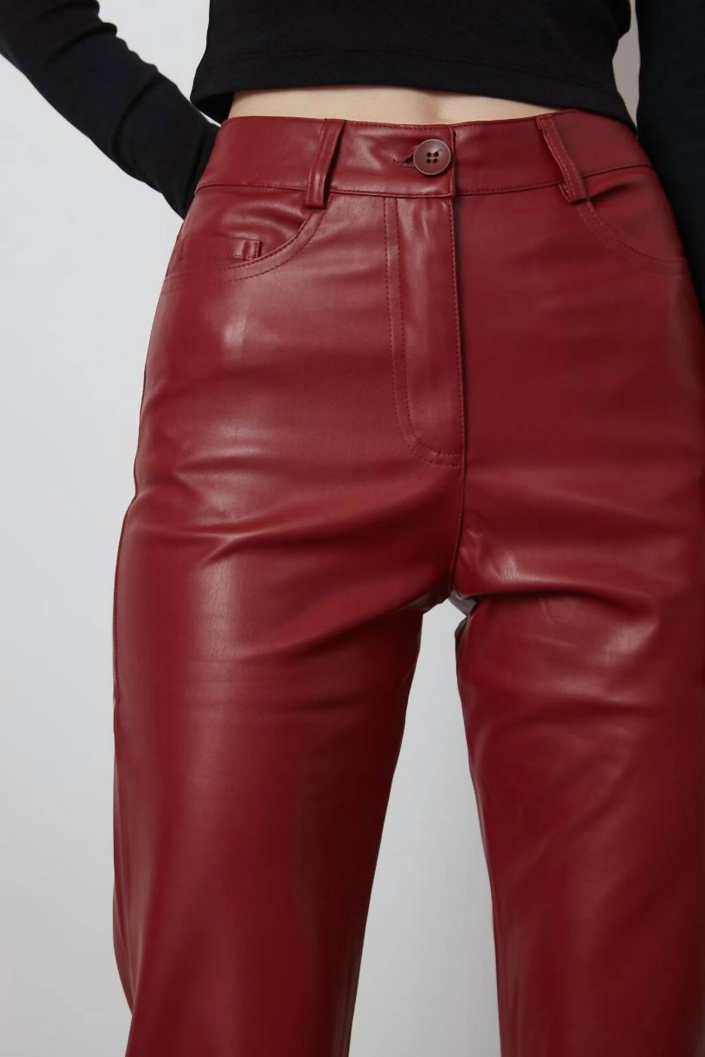 Judy Blue - Leather Tummy Control High Waisted Straight Jeans