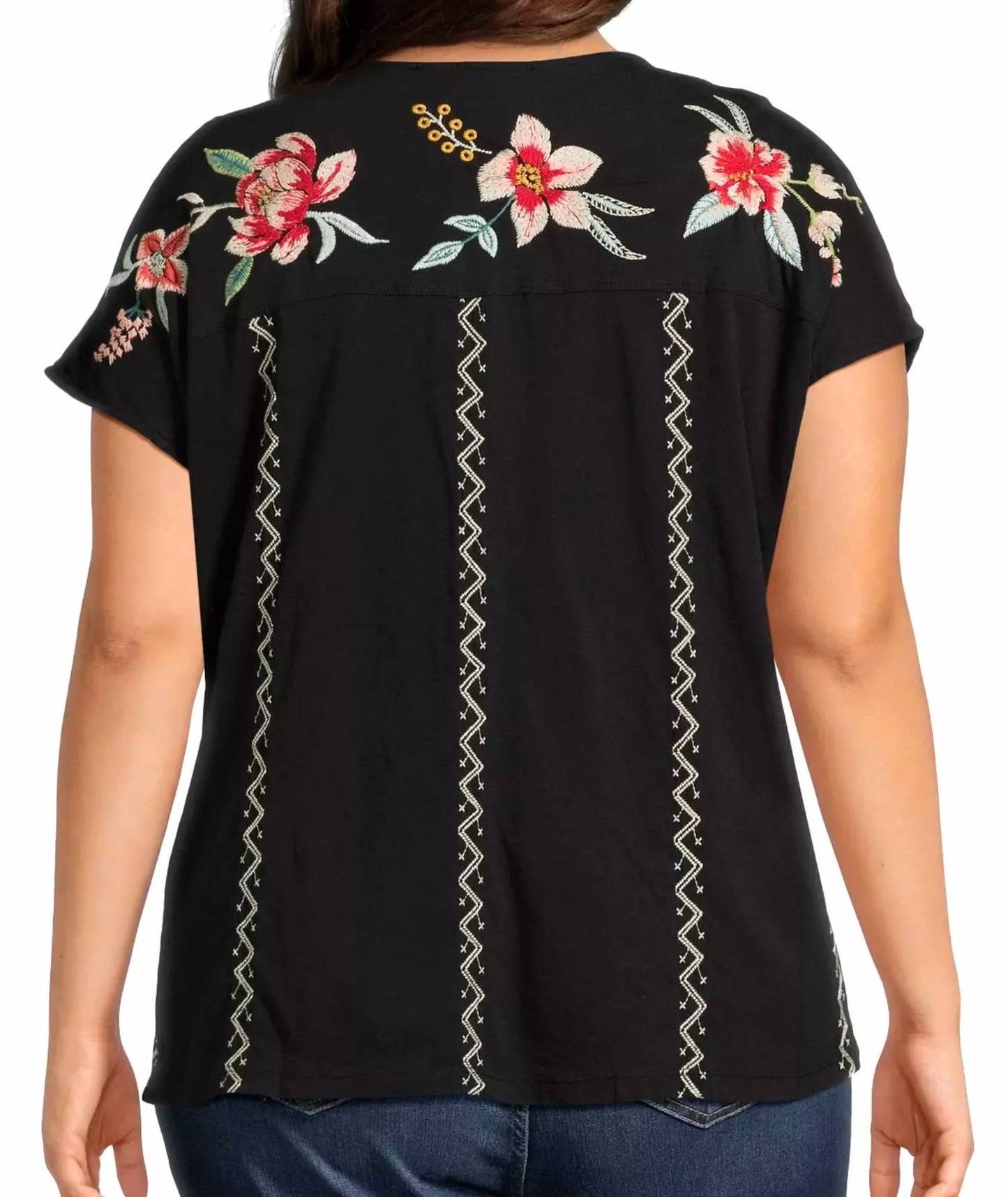 Johnny Was - Andrean Paneled Knit Tee - Plus