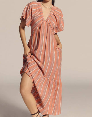 Sundry - Gauze Stripe V-neck Dress
