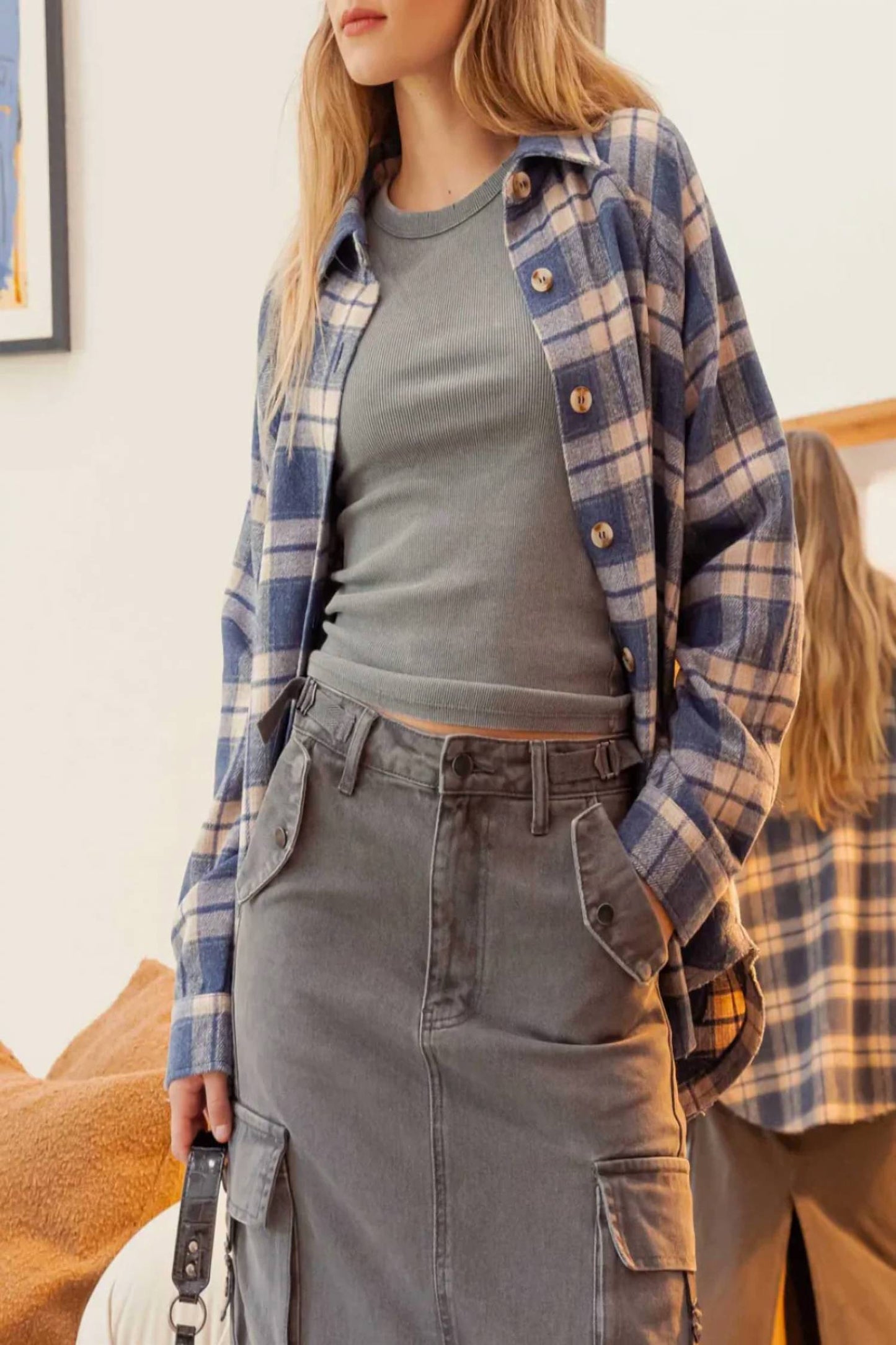 Blu Pepper - Oversized Flannel Shacket