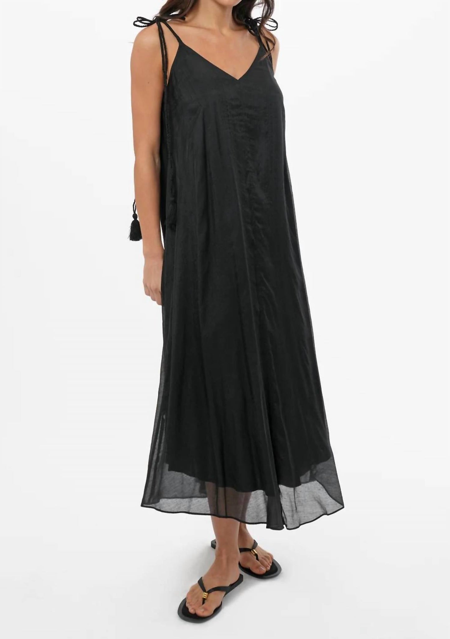 Greylin - Tassel Strap V-neck Midi Dress