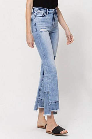 Flying Monkey - High Rise Distressed Patched Crop Flare Jeans