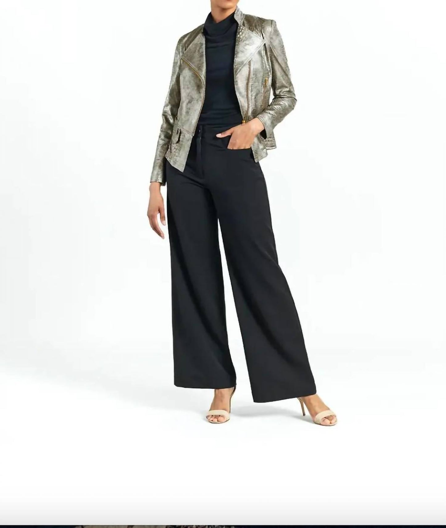 Clara Sunwoo - Liquid Leather Textured Biker Jacket