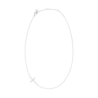Eklexic - Women's Horizontal Cubic Zirconia Cross Necklace