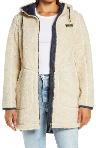 LLBean Mountain Windproof High Pile Fleece Coat - Natural