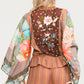 Aratta - Mariah Wide Leg Pants With Sequin Embroidered Floral Trim On Waistband
