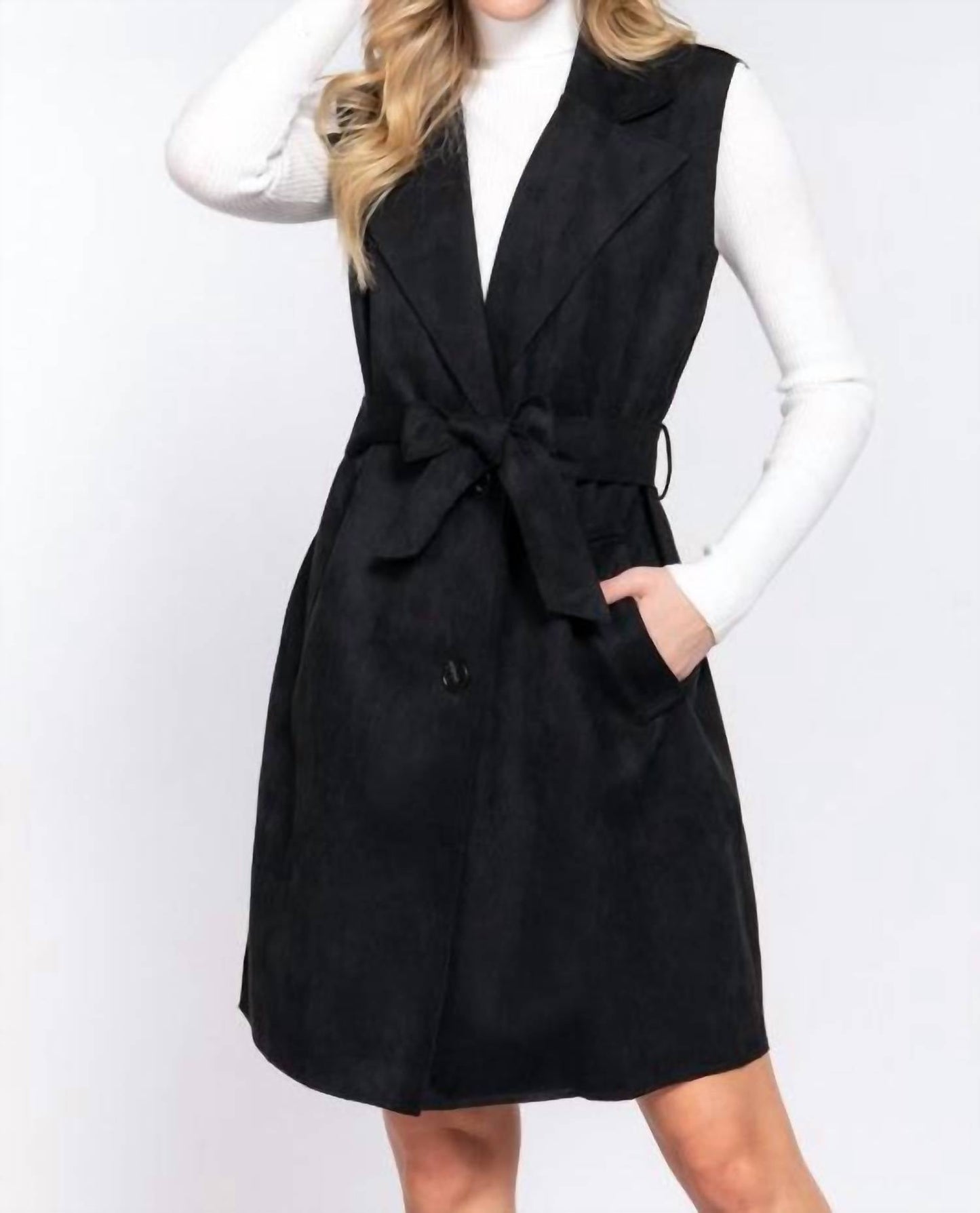 Active Basic - Belted Faux Suede Vest Dress