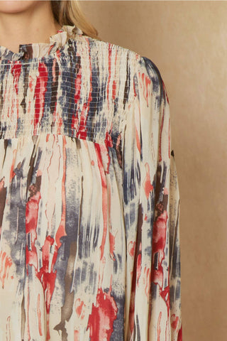 Entro - Abstract Bubble Sleeve Blouse