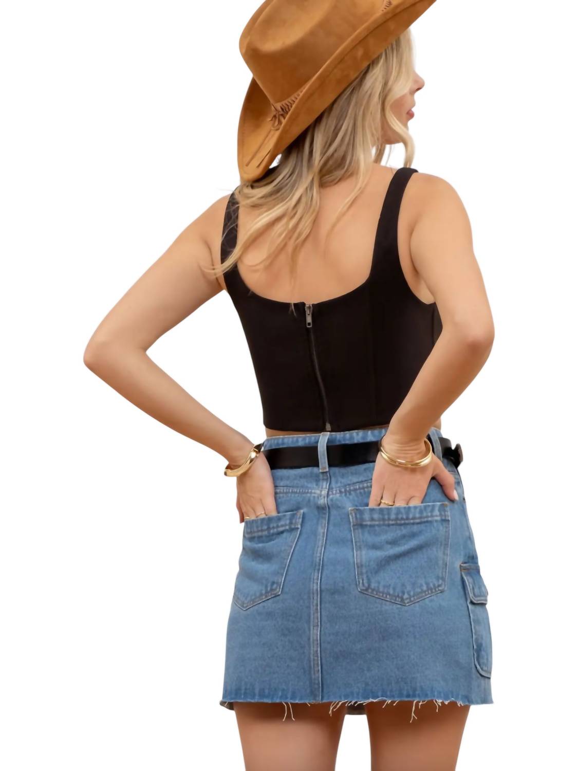 Blu Pepper - Cargo Denim Mini Skirt