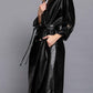 Active Usa - Double Breasted Faux Leather Trench Coat