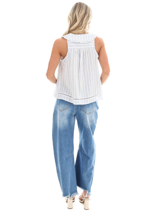 Ee:Some - Look My Way Stripe Collar Top