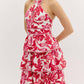 Entro - Halter Bow Tied Tiered Paisley Midi Dress