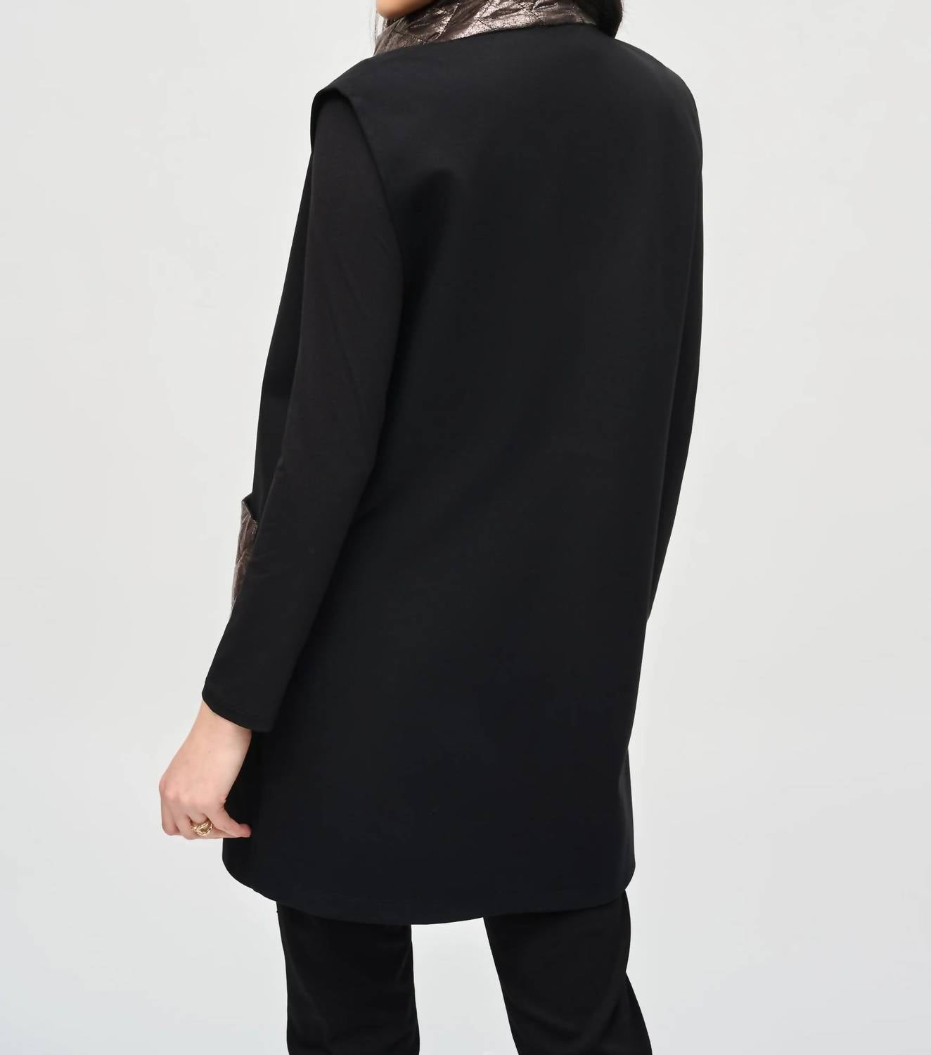 Joseph Ribkoff - Heavy Knit And Metallic Quilting Vest