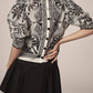 Farm Rio - Monochrome Elegance Puff-Sleeve Blouse