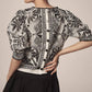 Farm Rio - Monochrome Elegance Puff-Sleeve Blouse