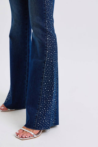 Judy Blue - Rhinestone Side Panel Detail Flare Jeans