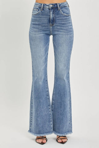 Risen - Frayed Hem Flare Jeans