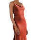 Sorella Vita - Floor-Length Velvet Bridesmaid Dress with Cowl Neck and Spaghetti Straps