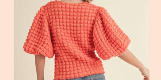 &Merci - Oasis Textured Ballon Sleeve Top