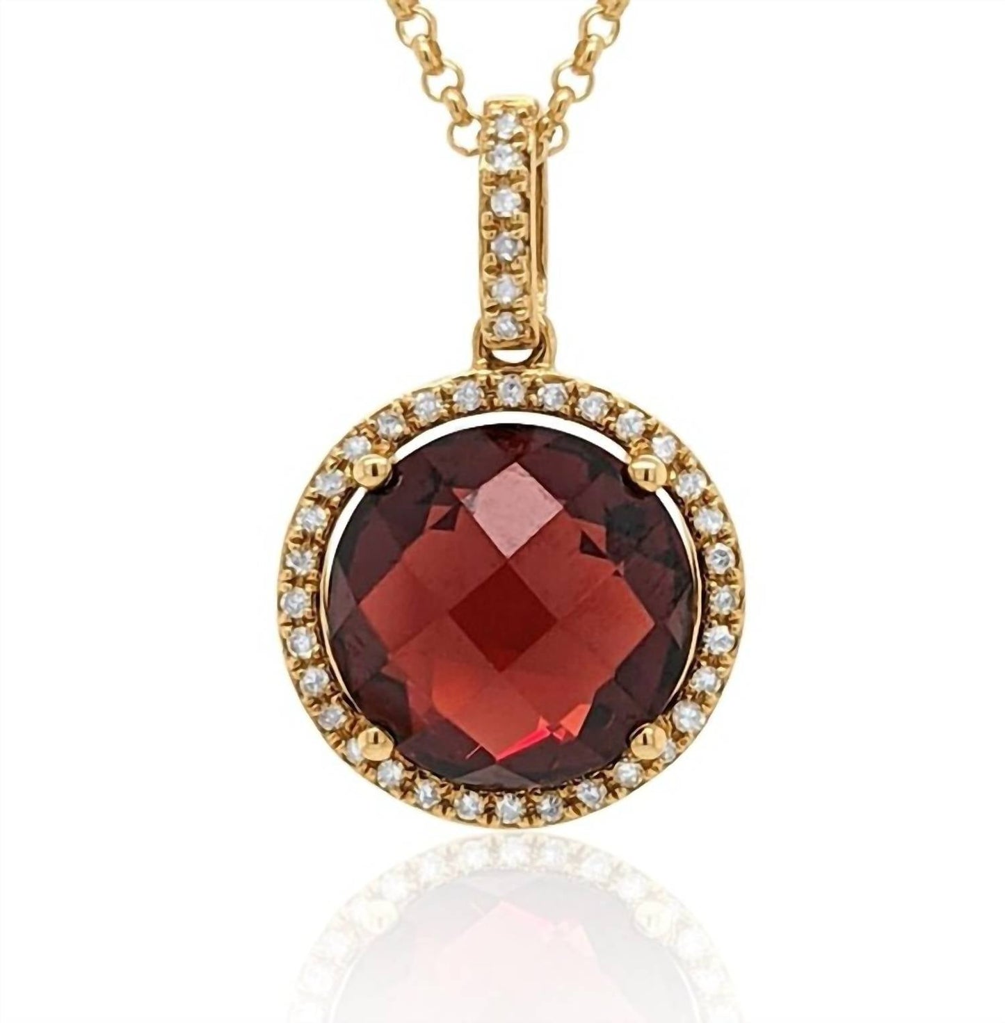 Diana M Jewels - 4.00 Cts Garnet With 0.20 Diamonds Pendant
