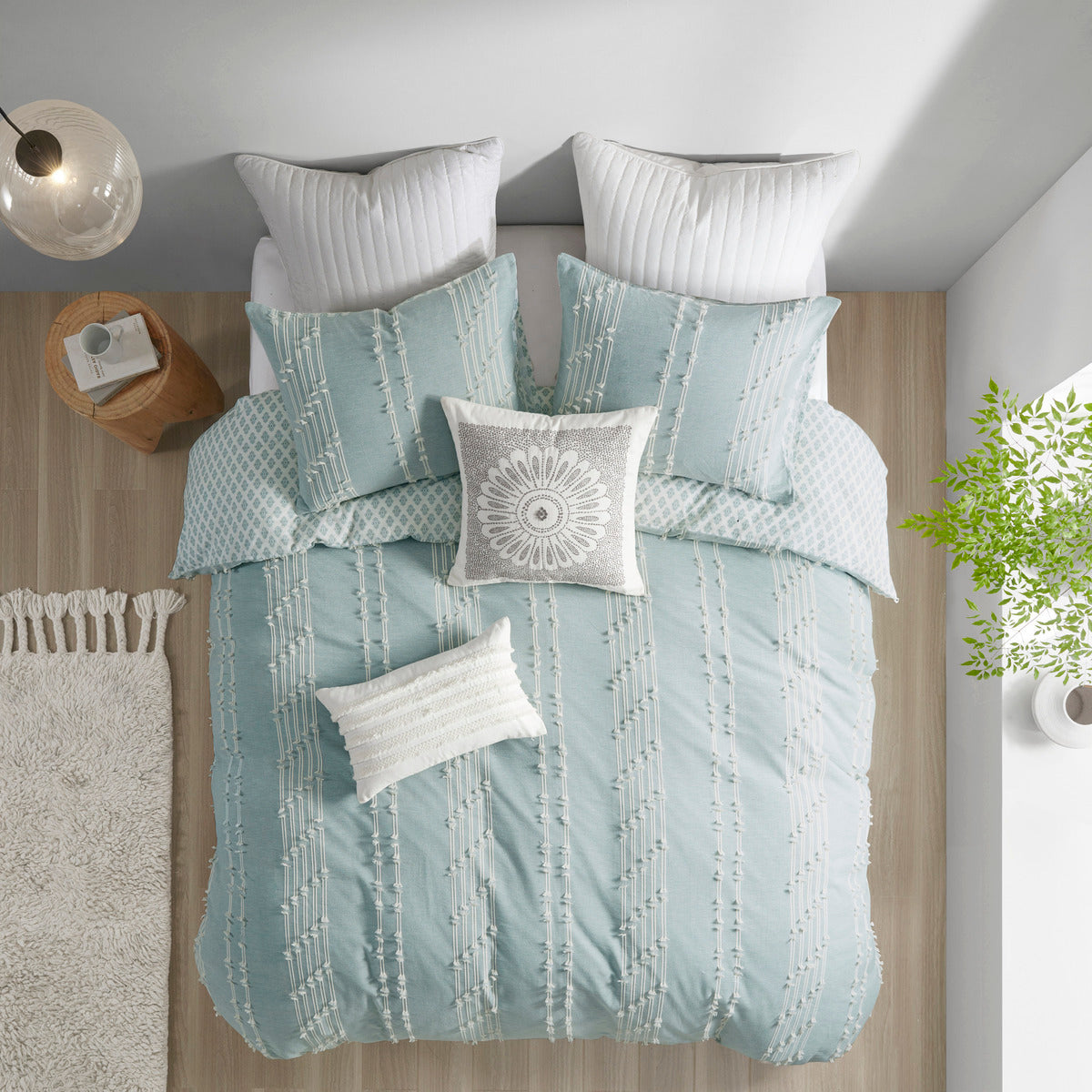 Full/Queen 3 Piece Cotton Jacquard Duvet Cover Set