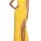 La Femme - Women's One Shoulder Jersey Gown