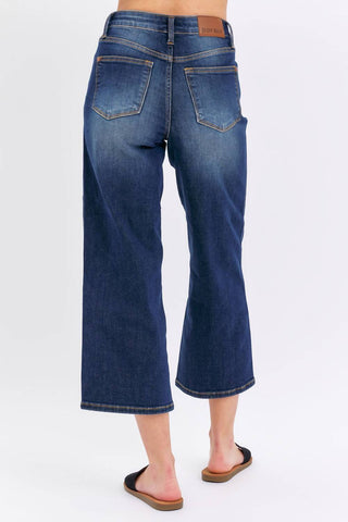 Judy Blue - Mid Rise Tummy Control Crop Wide Leg Jeans