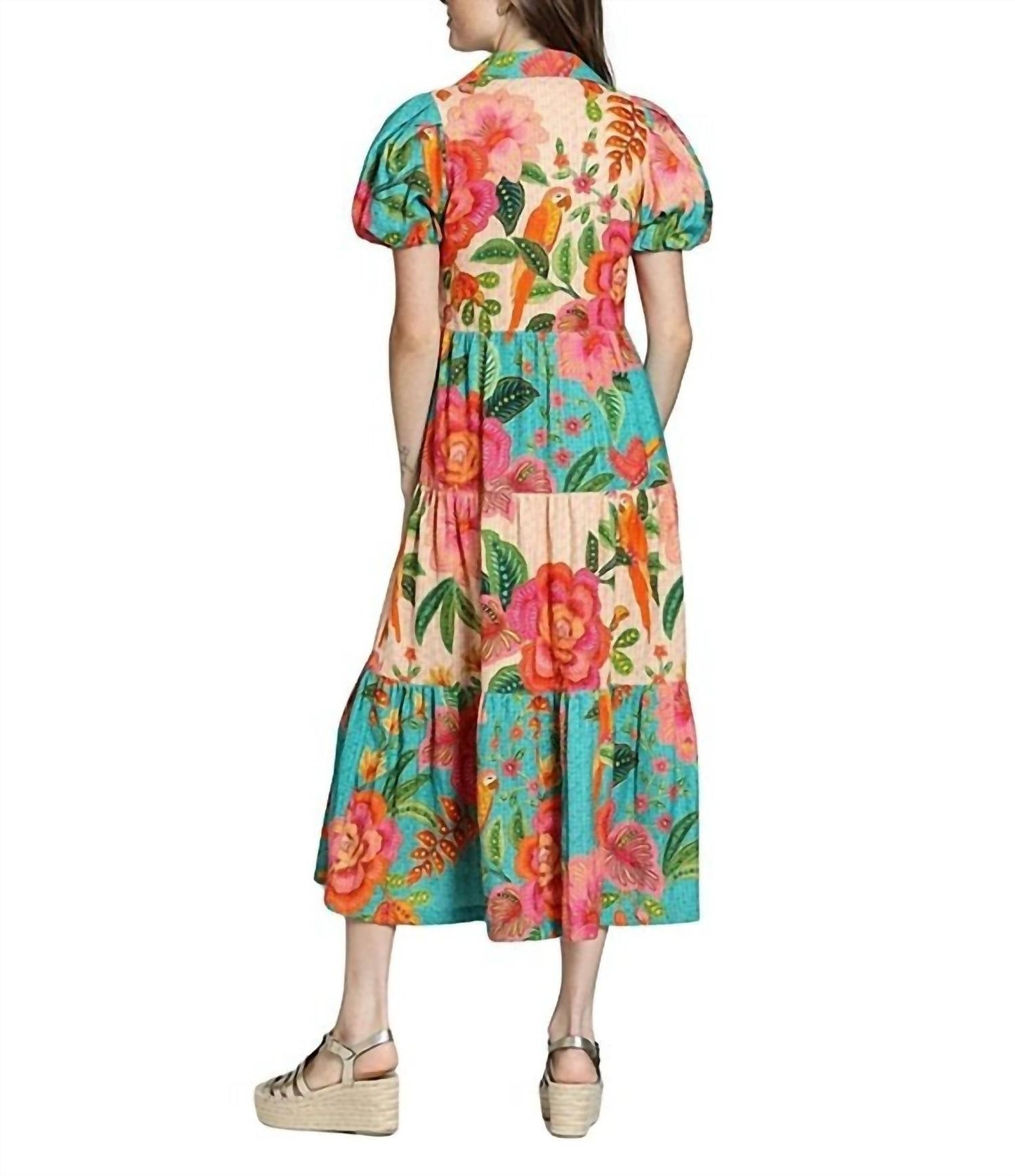 Apny - Women's Large Floral Print Dress
