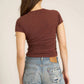 Project Social T - IZZIE HEATHERED RUCHED BABY TEE