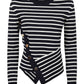Alexander Mcqueen - Asymetric Embellished Stripped Wool Blend Sweater