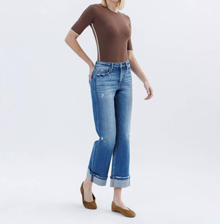 Flying Monkey - High Rise Cuffed Slim Wide Leg Jeans