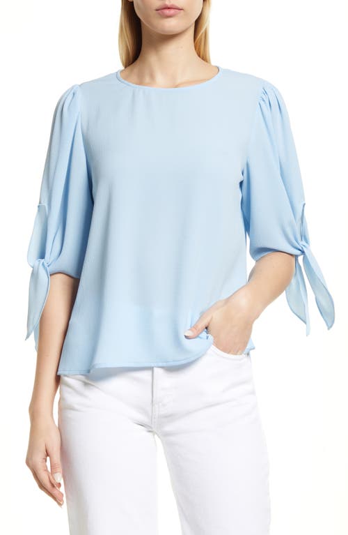 CeCe Tie Sleeve High-Low Blouse in Ocean Blue  Size Small