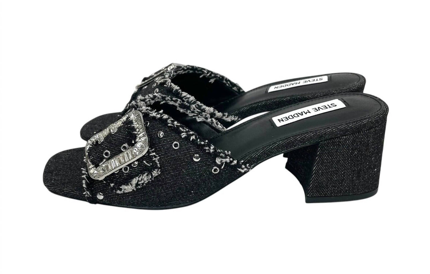 Steve Madden - Block Heel Studs Denim Sandals