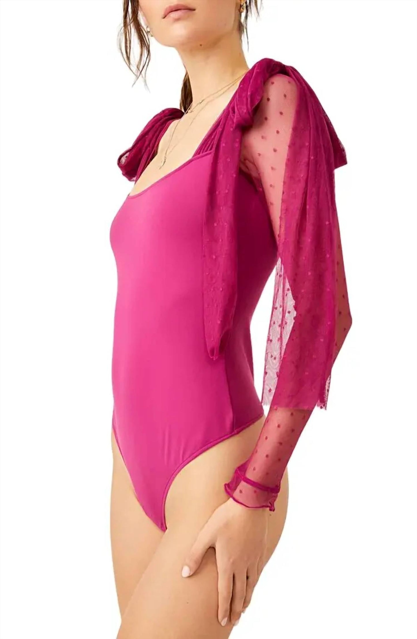 Free People - Tongue Tied Mesh Detail Bodysuit