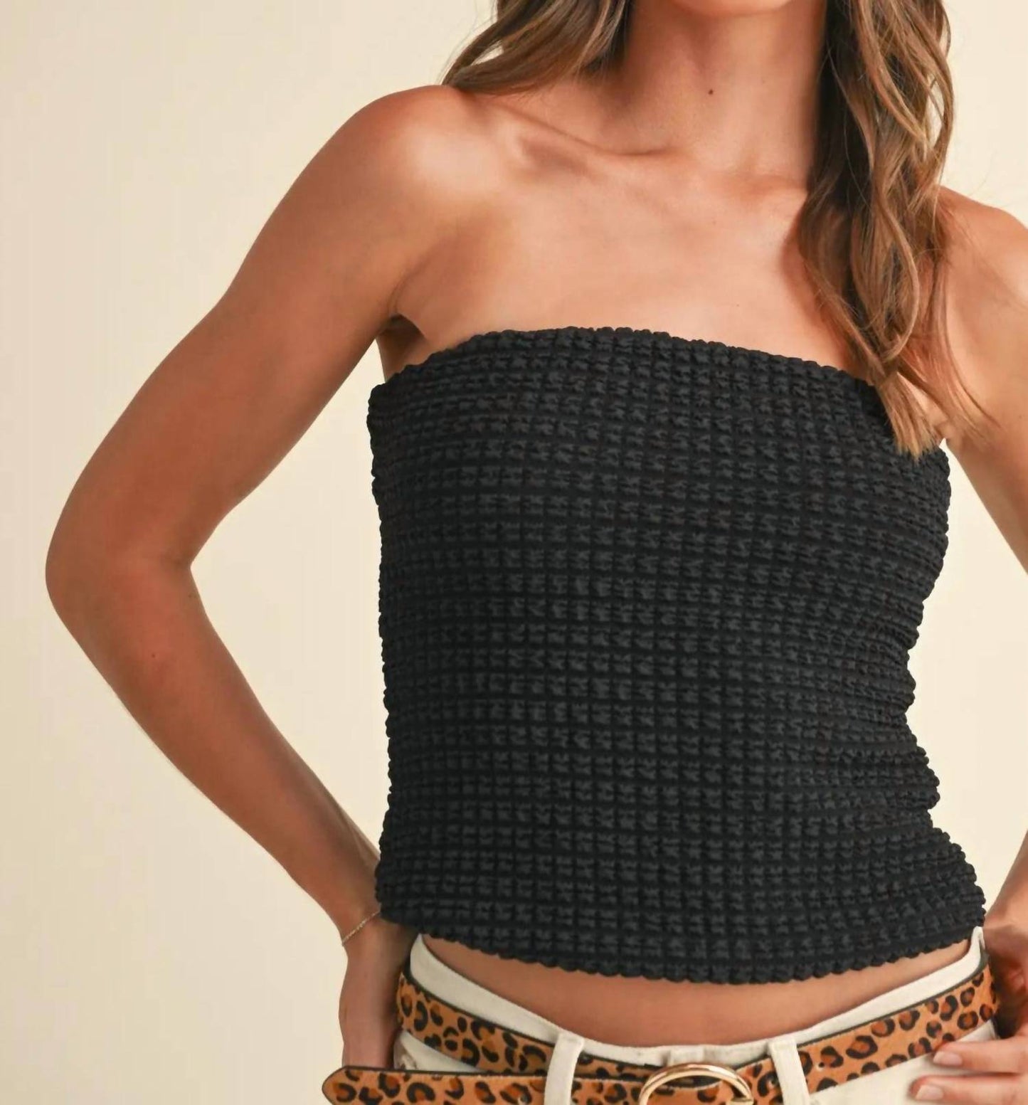 Miou Muse - Jordy Textured Strapless Top