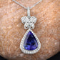 5.54 Carat Genuine Tanzanite and White Diamond 18K White Gold Pendant