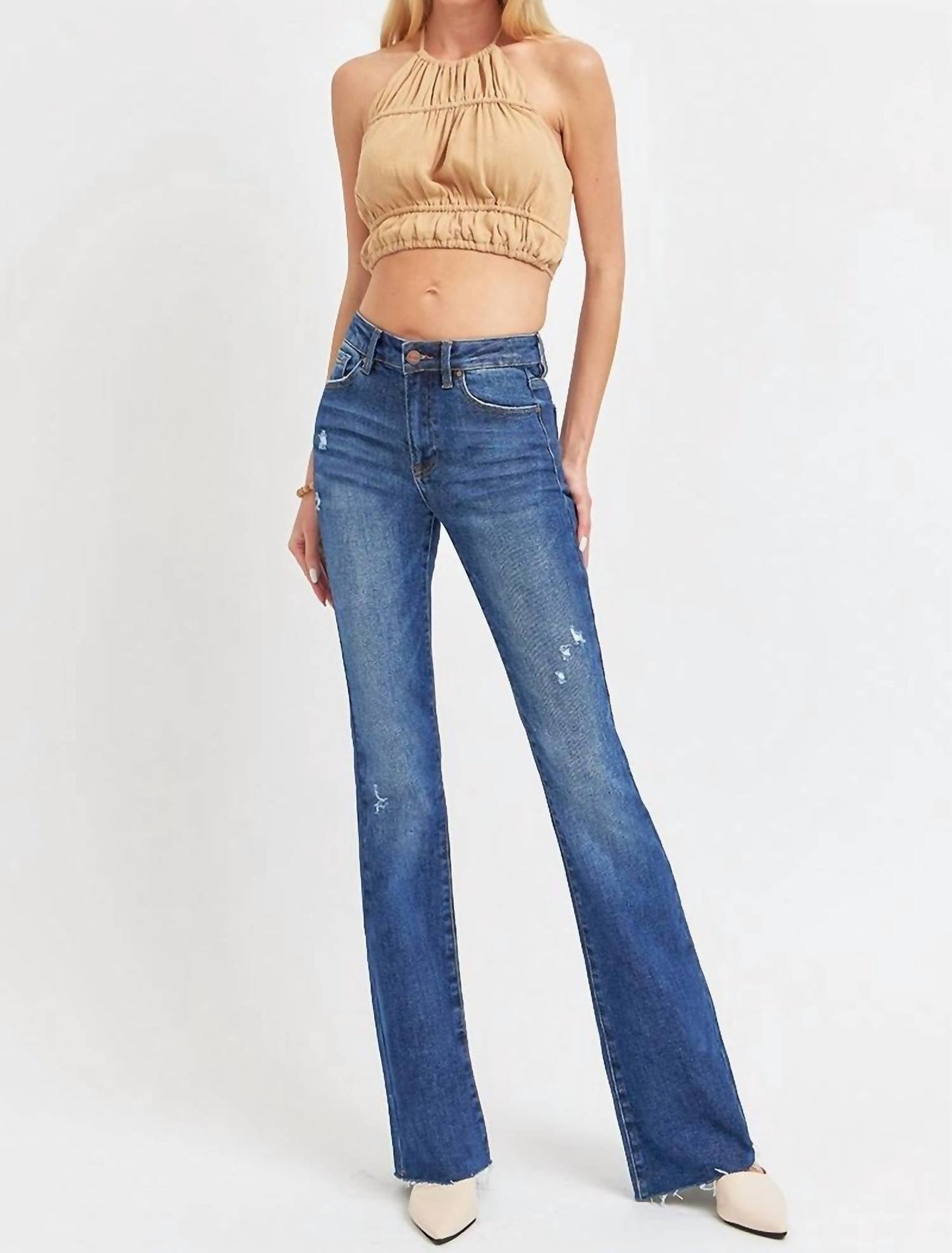Risen - Mid-Rise Flare Long Jeans