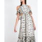 Topshop - Animal Print Silk Ruffle Open Back Cutout Midi Dress
