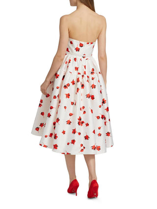 Self-Portrait - Floral Print Taffeta Midi Dress