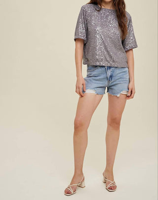 Wishlist - Sequin Boxy Relaxed Crop Top