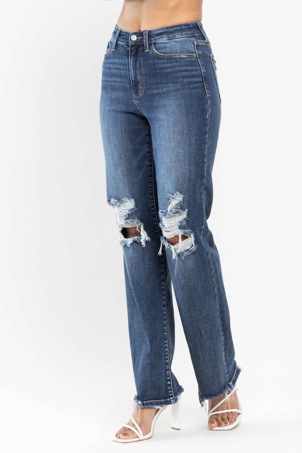 Judy Blue - High Waist 90s Knee Destroy Straight Jeans
