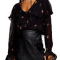 Women's Topshop Embroidered Frill Blouse, Size 12 US (fits like 14) - Black