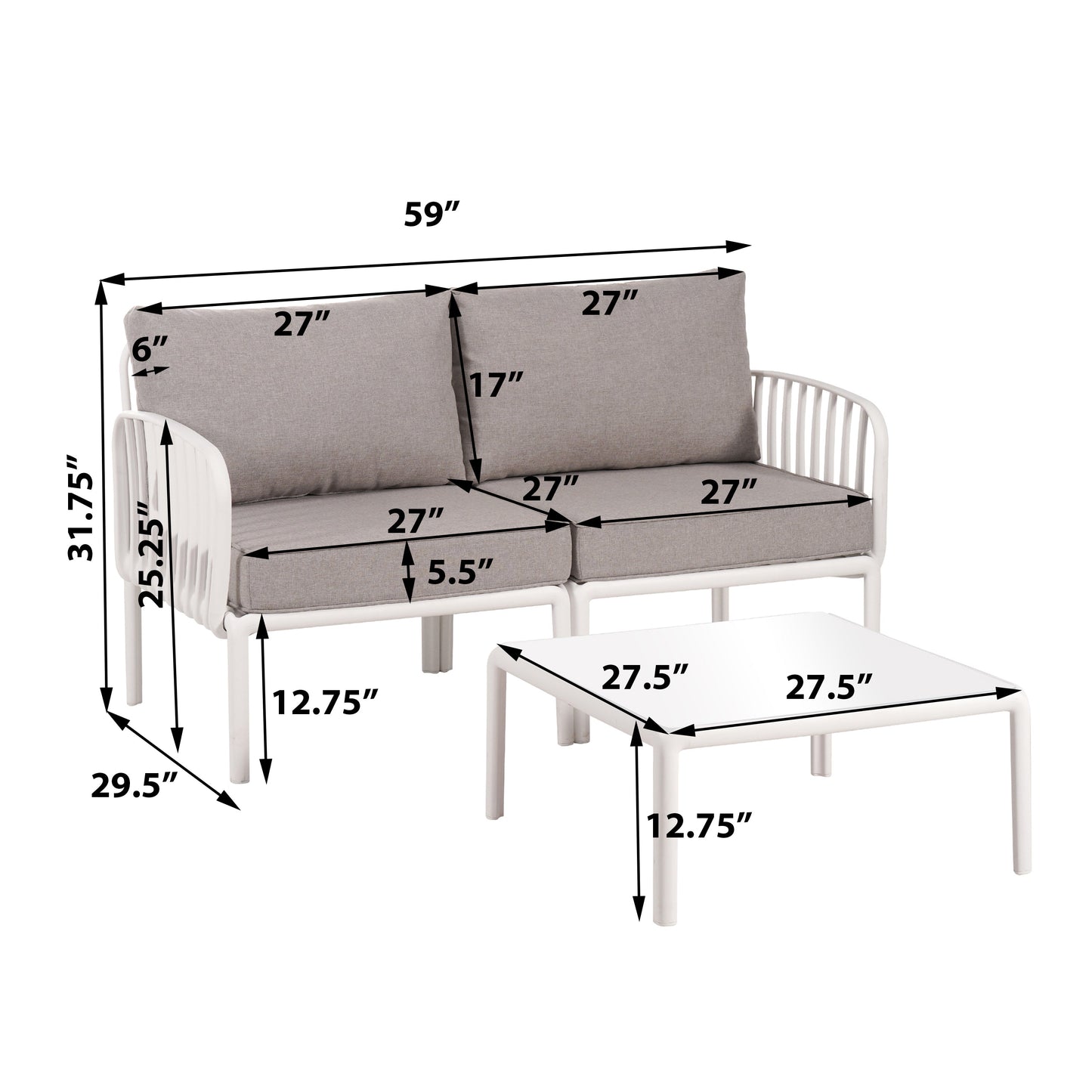 The Sleek All-Weather Resin Outdoor Loveseat and Coffee Table Set